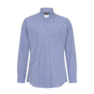 Organic Cotton Men's Blue Gingham Clerical Shirt